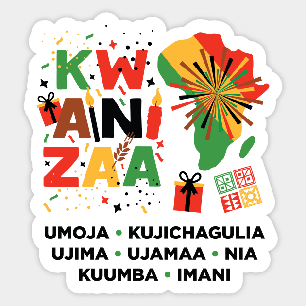 Happy Kwanzaa, Cultural Celebration. African mask and the African continent Sticker by Muse